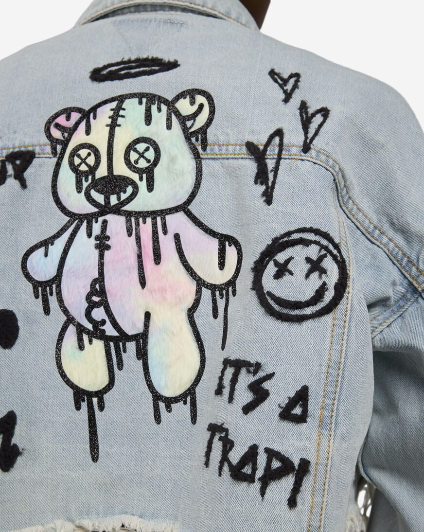 Shop Trio Urban Don't Grown Up Denim Jacket 200046-DNBLU