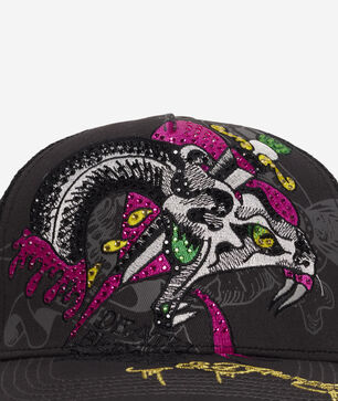 Rhinestone Dagger Snake Trucker Hat