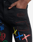 Cargo Art Doodle Denim Shorts