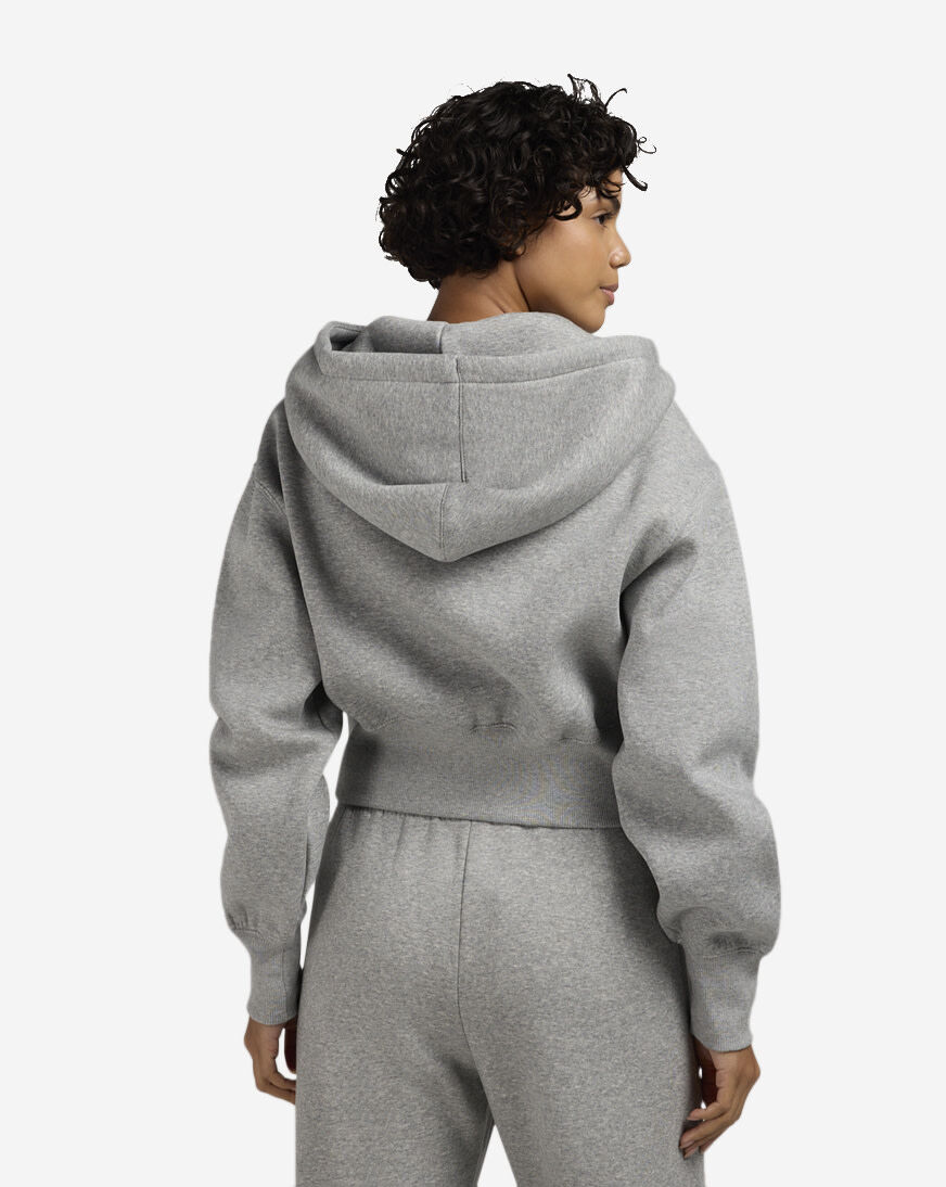 Shop Nike NSW Fleece Loose Full-Zip Cropped Hoodie HV2426-063 grey