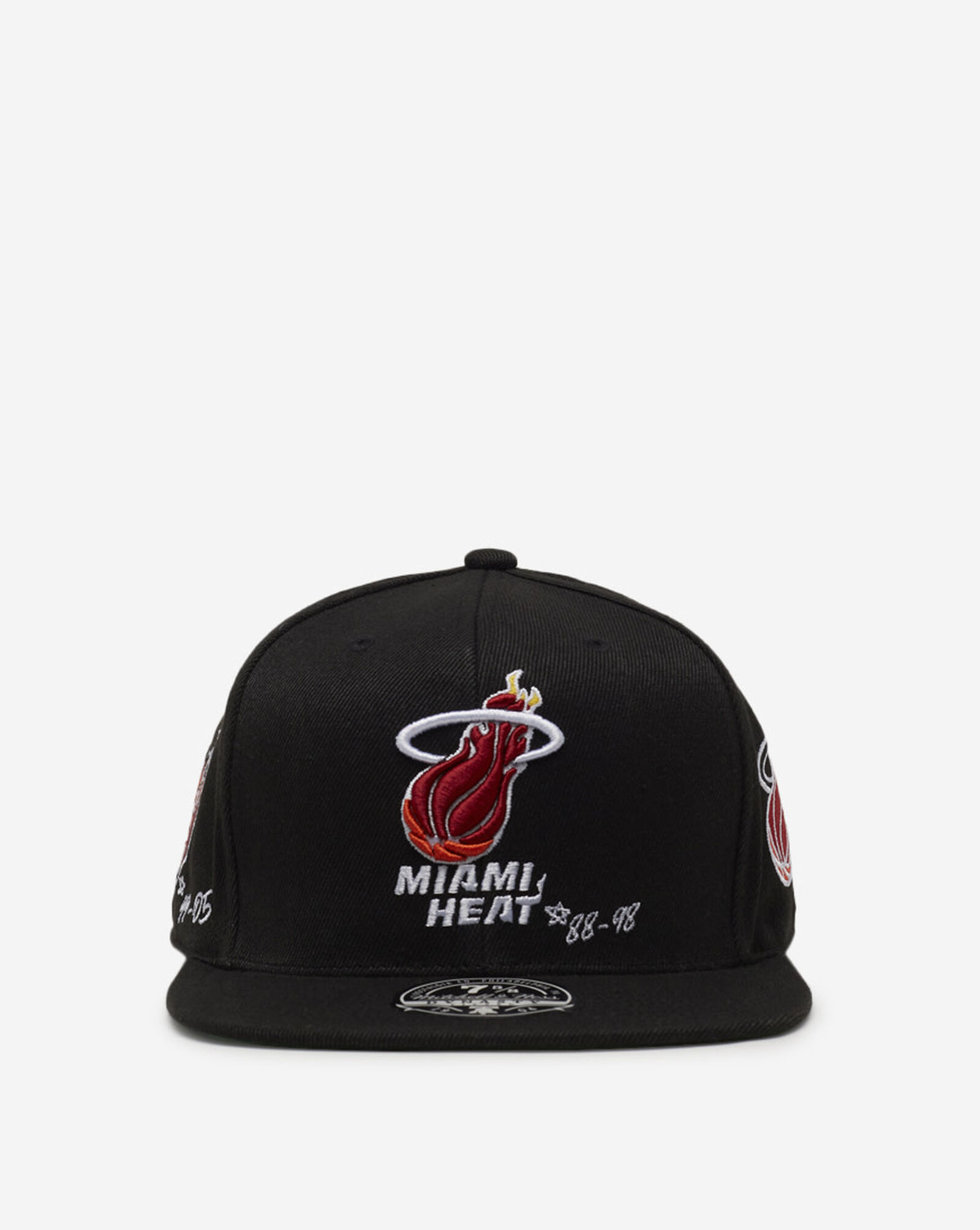 Shop Mitchell Ness Miami Heat Timeline Fitted Hat 6HSFSH21033-MHEBLCK