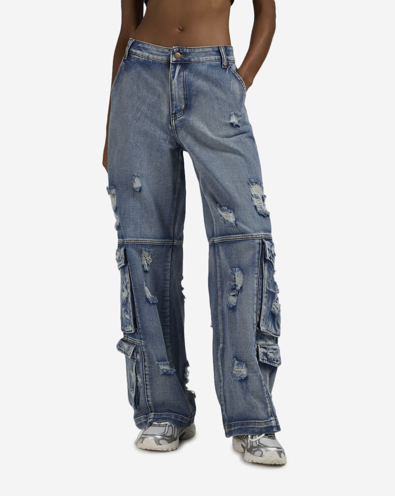 American Bazi 4Pkt Grinding Distressed Denim Jeans  RJH-10434 Blue 1