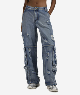 4Pkt Grinding Distressed Denim Jeans 