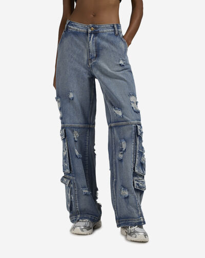 4Pkt Grinding Distressed Denim Jeans 