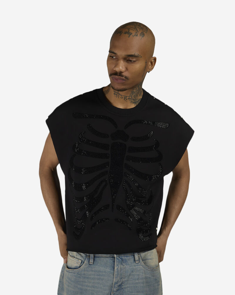 BKYS Apparel Skeleton Terry Muscle Tee MT1285SP-BLK Black 1