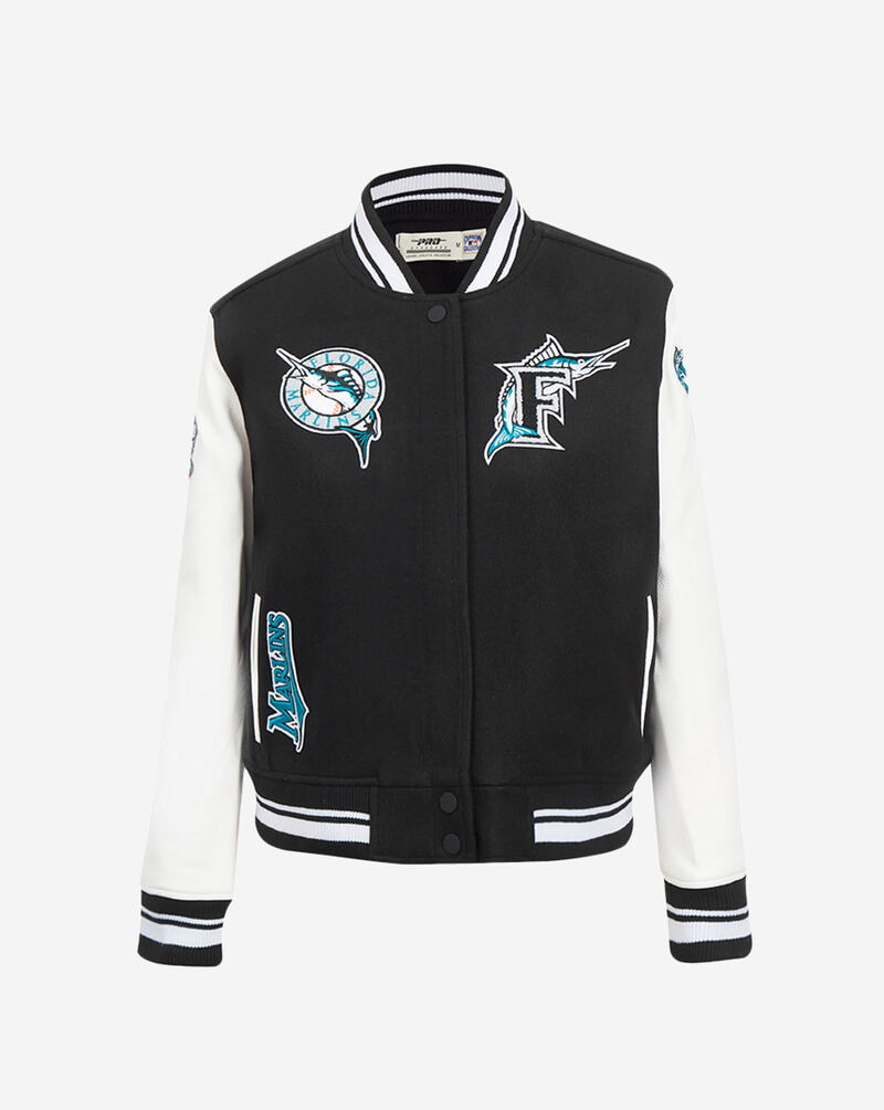 PRO STANDARD Florida Marlins Retro Classic Rib Wool Varsity Jacket LMMH314574-BLW Black 1
