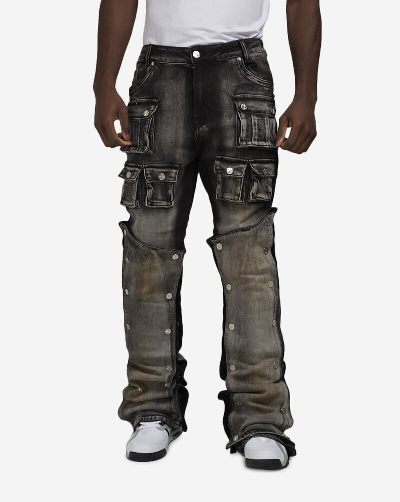 GUAPI Stacked Premium Denim Pants SHADOW-GRY-STACKED-PREM Black 1