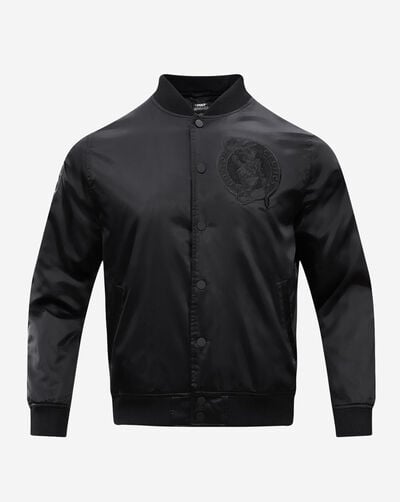 Boston Celtics Triple Black Satin Jacket Boston Celtics Triple Black Satin Jacket