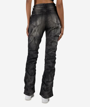 Stacked Whisker Rhinestone Denim