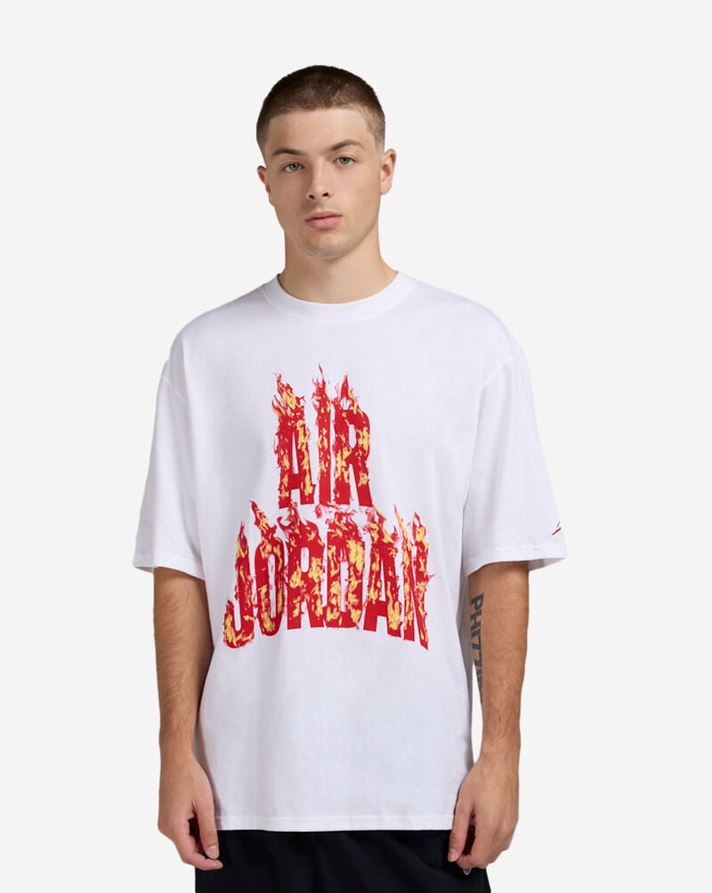 Jordan AJ5 Fire Red T-Shirt IQ6956-100 White 1