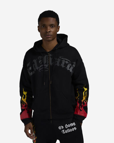 Skull Flames Full Zip Hoodie