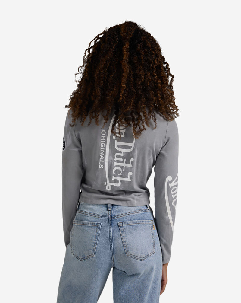 Von Dutch Lace Up Long Sleeve Top 7VND5B0607SN Grey 2