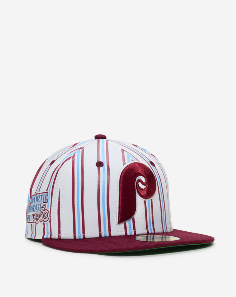 New Era 9Fifty 45th Anniversary Philadelphia Phillies Pinstripe A-Frame Snapback Hat 60765638 silver 1