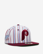 New Era 9Fifty 45th Anniversary Philadelphia Phillies Pinstripe A-Frame Snapback Hat 60765638 silver 1