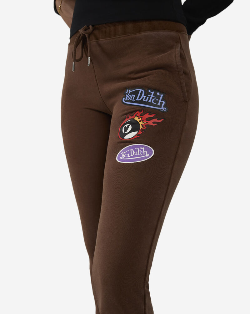 Von Dutch Fleece Patch Wide Leg Pants VND3B0239SN Brown 3