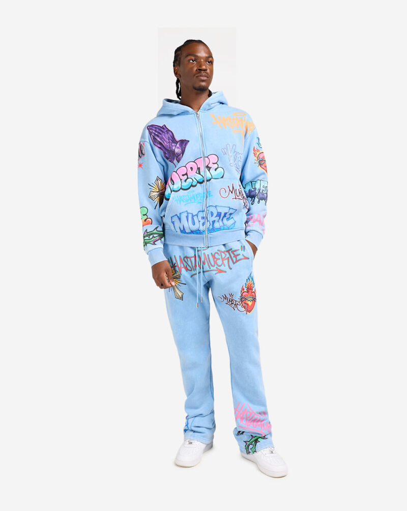 Hasta Muerte Hasta Air Brush Pants HASTAARBSPNT26-BLU Blue 4