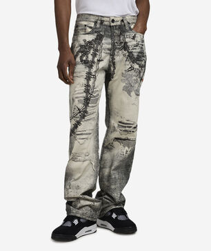 Floral Printed Denim Jeans