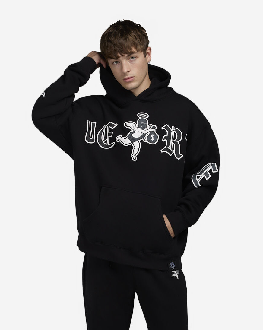 Shop Hasta Muerte Motivated Letters Hoodie HMMOTIVATEDHD-BLK black