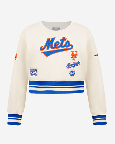 Big Girls' New York Mets Retro Classic Rib Fleece Crewneck
