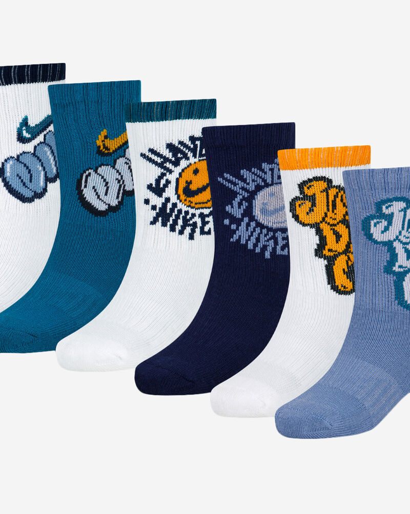 Nike Little Kids' 6PK Dri-FIT "Have a Nike Day" Graphic Crew Socks (5-7)  BN1443-001 Multi 2