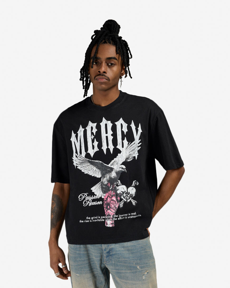 Shop Graphic Tees Dove Skull Mercy Tee RSF5-014JK-001 black