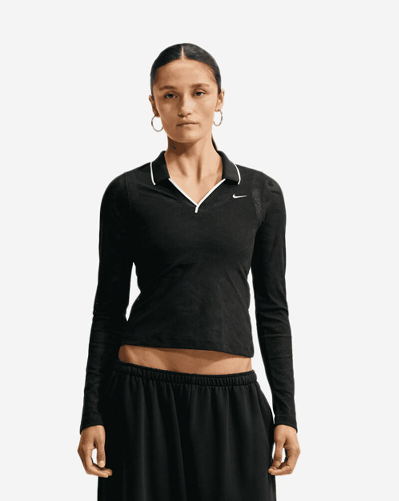 Nike NSW Chill Knit Tight Mod-Cropped Long-Sleeve Lace Top IM8389-010 Black 1