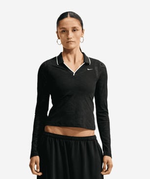 NSW Chill Knit Tight Mod-Cropped Long-Sleeve Lace Top