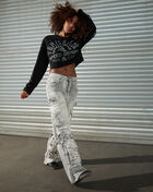 Smoke Rise Crop Rhinestone Graphic Long Sleeve Crewneck NO25781SN-BM Black 4