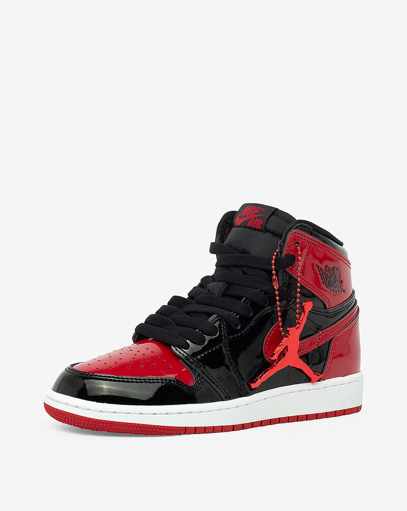 Jordan Grade School Air Jordan 1 High "Patent Bred" 575441-063 Red 2