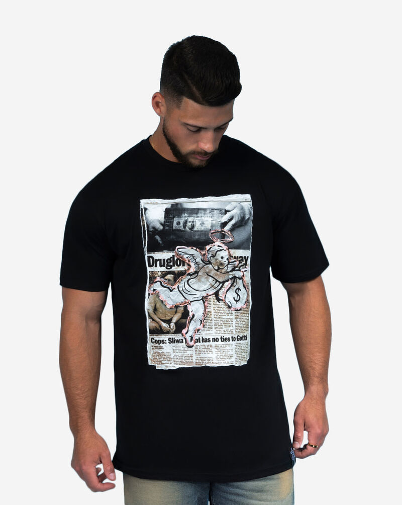 Hasta Muerte Newspaper Burning Angel Tee HM-NEWSPAPERBURNINGANGEL-TEE-BLACK Black 1