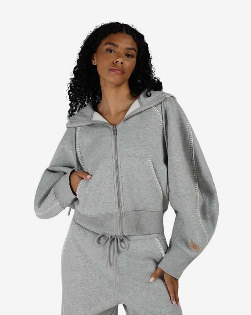 UGG Balloon Sleeve Full Zip Fleece Hoodie 1180556-CFB Grey 1