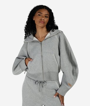 Balloon Sleeve Full Zip Fleece Hoodie