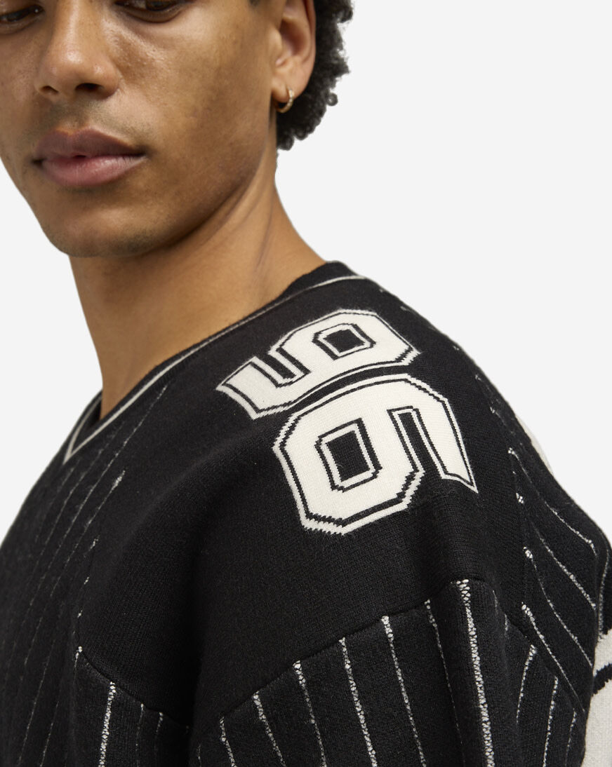 トップス MISSION DIST. FOOTBALL TEE (BLACK) Shop GUAPI Obsidian Football Tee OBSIDIAN-BLACK-FOOTBALL-TEE