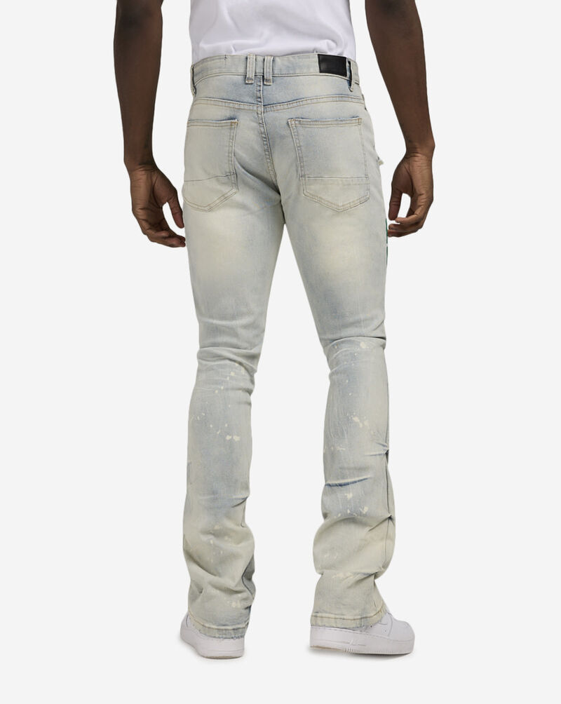 Smoke Rise Stacked Flare Graphic Jeans JP23728SNZ-BLU Blue 2