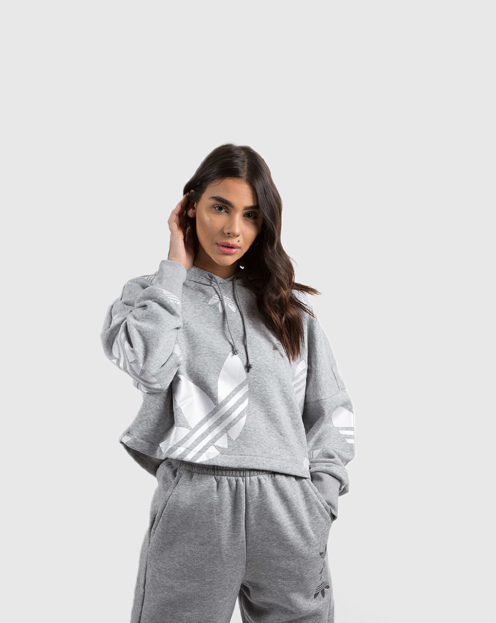 adidas crop hoodie grey