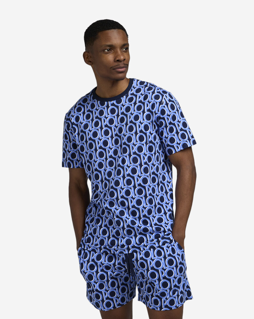Shop Polo Ralph Lauren Printed Polo Sleep Shirt PL88FR-A2NZ blue