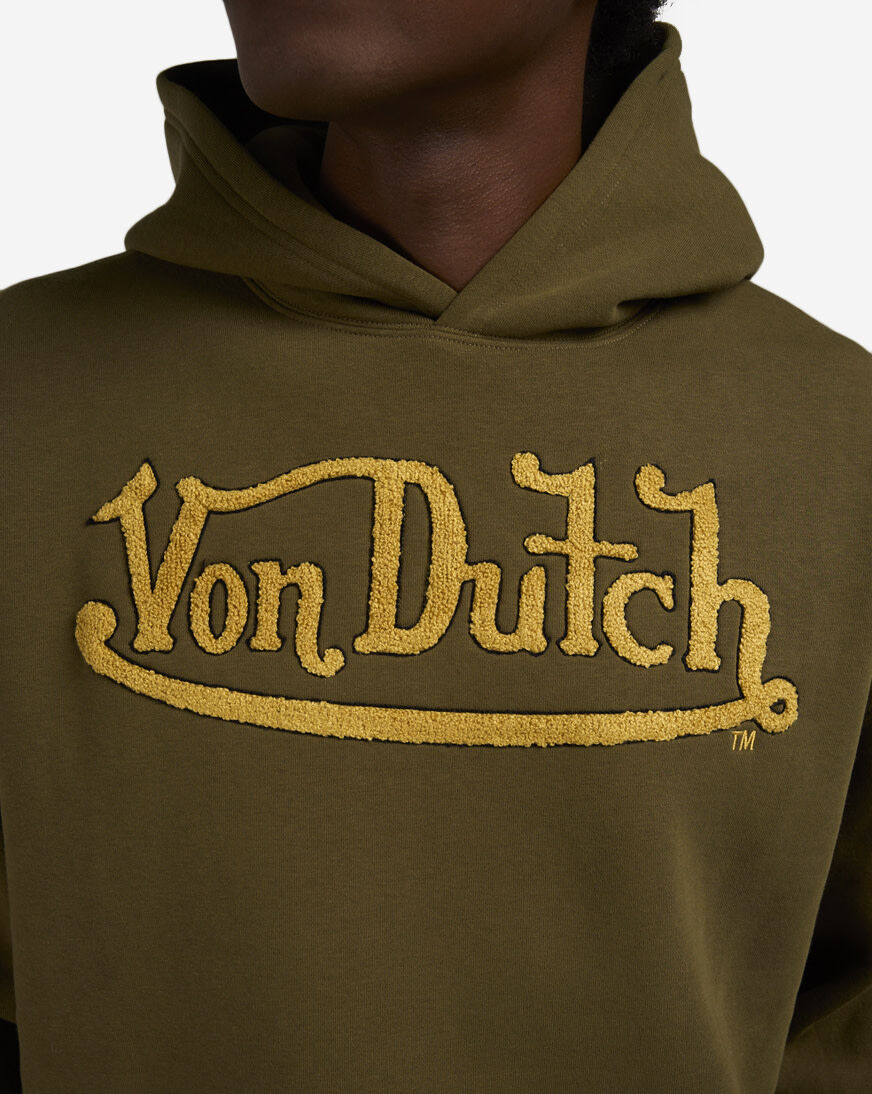 Shop Von Dutch Embroiderery Patches Hoodie 4VND2A7441-OLV green