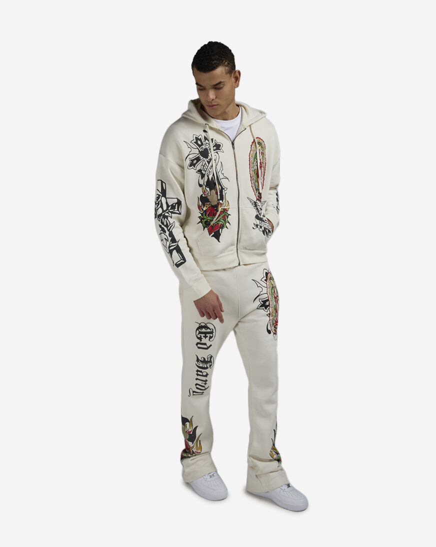 Shop Ed Hardy Mary Fleece Pants EHM80068RS-IVY cream | SNIPES USA