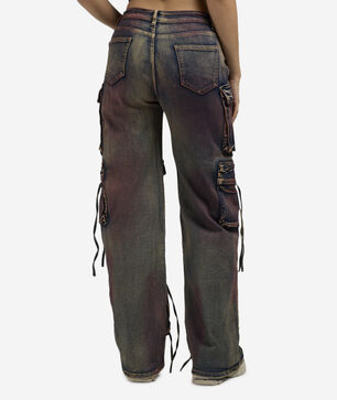 Colored Washed Cargo Denim