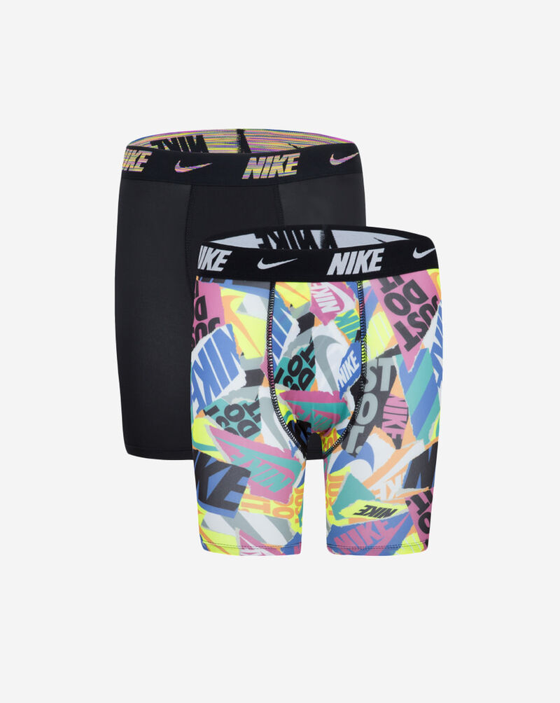 Nike Big Kids' 2PK Printed Long Boxer Briefs 9N1222-K90 Black 1