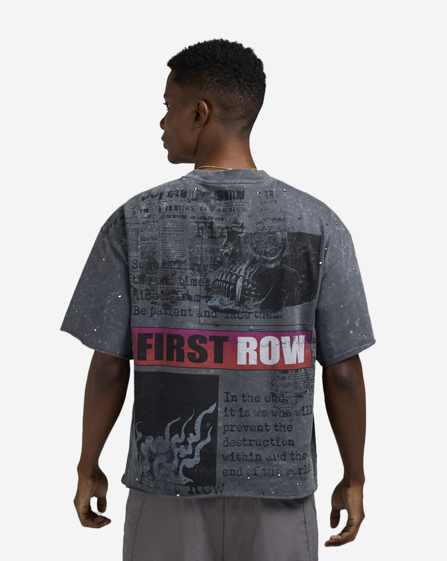 Shop First Row Burning Flame Endores Terry tee FRM3026-GRY grey
