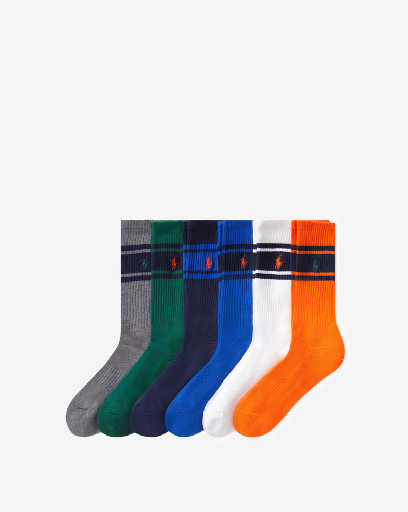 Polo Ralph Lauren Striped 6Pk Crew Socks (L) 821563PK3-991 Multi 1