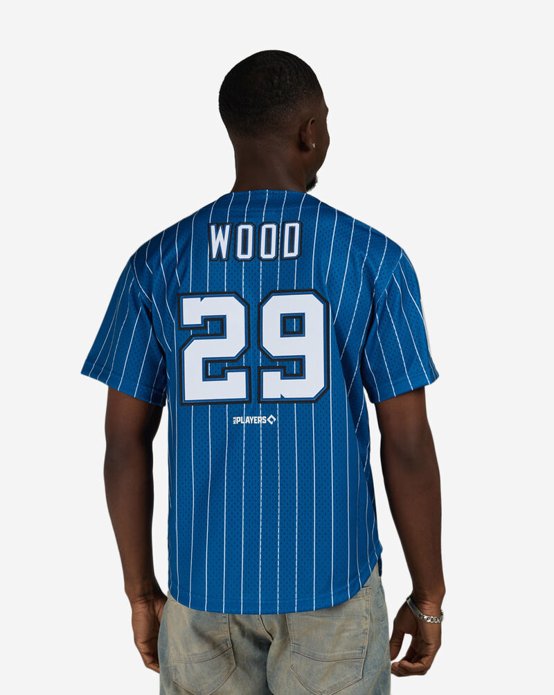Mitchell  Ness Homestead Grays James Wood Authentic Batting Practice Pinstripes Jersey JY19303-HGRCBWH Blue 2