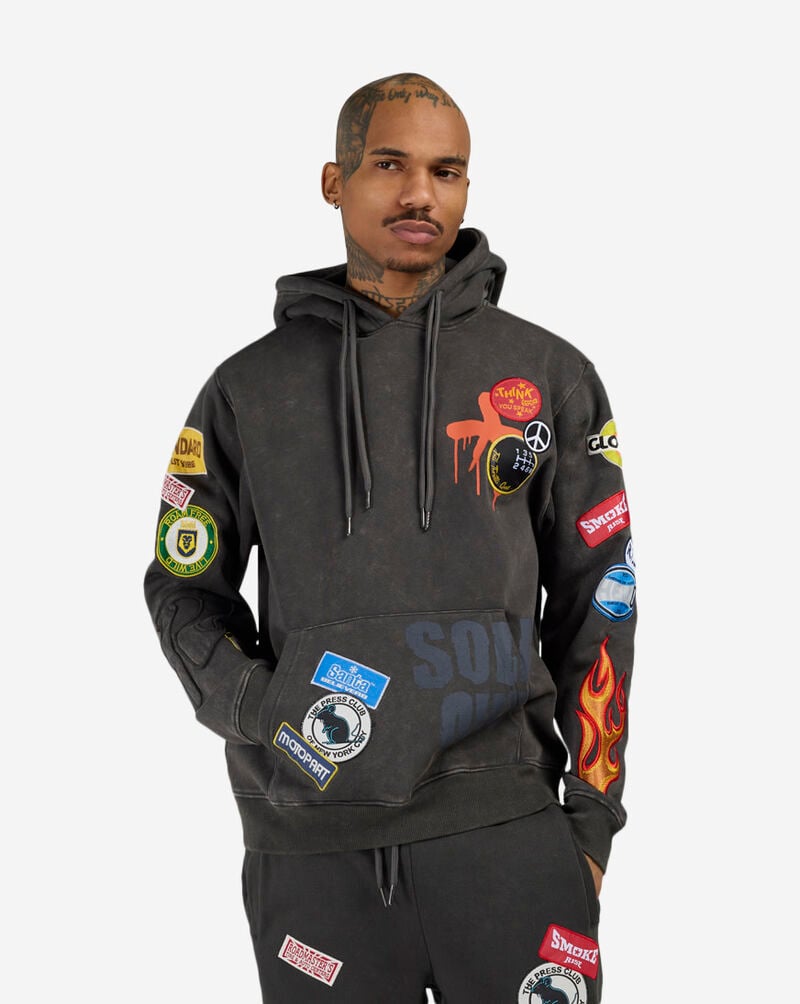 Smoke Rise Multi Embroidery Patch Hoodie  FO24159SN-GRA Grey 1