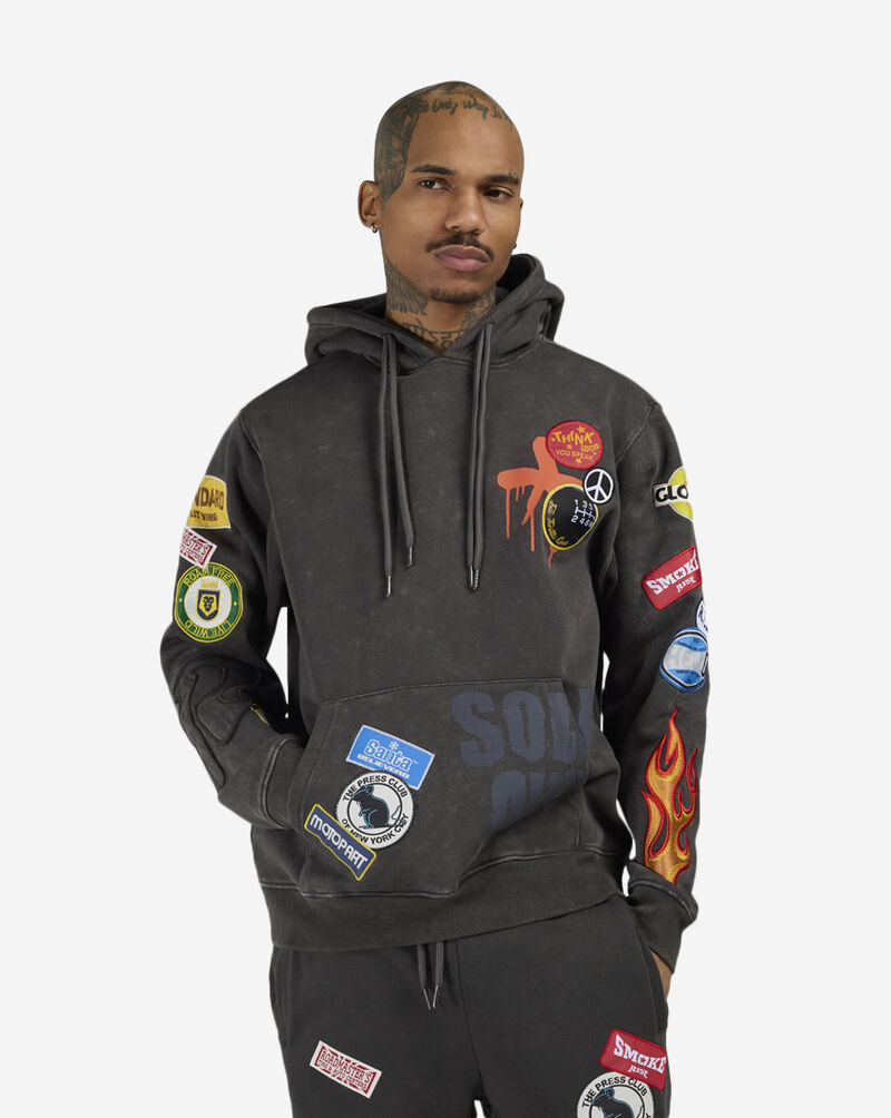 Smoke Rise Multi Embroidery Patch Hoodie  FO24159SN-GRA Grey 1