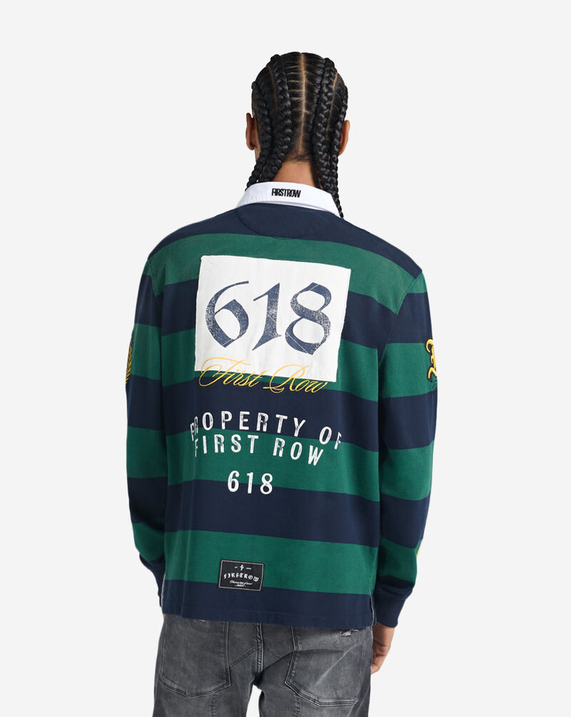 First Row Patch Long Sleeve Polo FRO0003-GRN Green 2