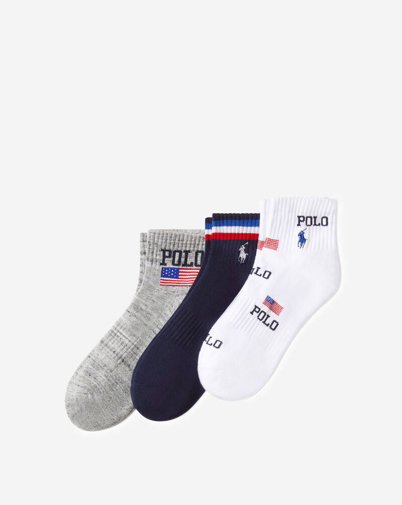 Polo Ralph Lauren Polo USA Quarter 3Pk Socks (L) 824556PK-991 Multi 1