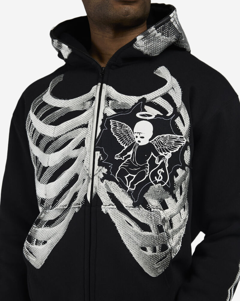 Hasta Muerte Muerte Angel Bones Hoodie  T3-SKELETONHD Black 3