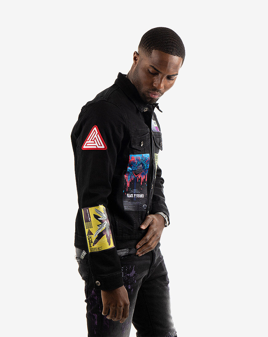 Black pyramid jean jacket Clearance