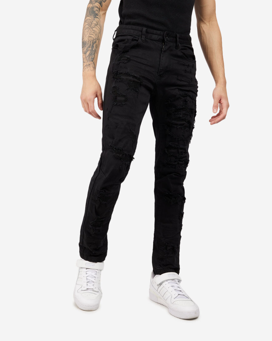 Shop Smoke Rise Heavy Rip and Repair Jeans JP-23117SN black
